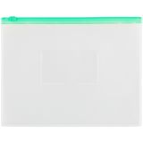 Папка-конверт на zip-молнии OfficeSpace А5, полипропилен, 150мкм, прозрачная, карман, молния зеленая