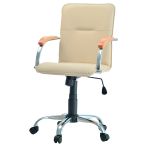 Кресло оператора Фабрикант "Самба G", DO, №122, хром/бук, кожзам кремовый, мех-м качания BOX1