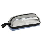 Пенал мягкий 2 отделения, 215*80*70 мм, Berlingo, "Blue clarity", прозрачное окошко, экокожа, полиэстер, ПВХ