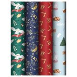 Упаковочная бумага глянц. 70*100см, MESHU "Волшебный праздник", 80г/м2, ассорти 4 дизайна