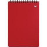 Блокнот А5 60л. на гребне BG "База", красная пластиковая обложка, тиснение фольгой
