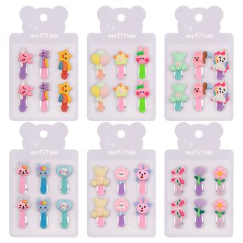 Заколки для волос MESHU, прищепки маленькие, ассорти, 6шт., 3,5см, европодвес