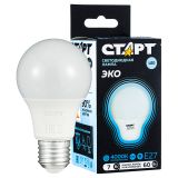 Лампа светодиодная Старт LED, серия "WS" 7W40, тип А "груша", E27, 4000К, нейтральный свет, 25000ч