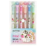 Ручка шариковая MESHU "Paw" 12шт., синие, 0,7мм, корпус ассорти, европодвес