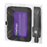 Бейдж горизонтальный Berlingo "ID 500", 85*55мм, экокожа, держатель-рулетка с лентой 45 см, черный