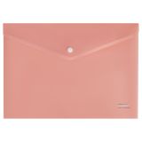 Папка-конверт на кнопке СТАММ "Акцент" А4, 180мкм, пластик, непрозрачная, коралловая