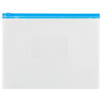 Папка-конверт на zip-молнии СТАММ А5, полипропилен, 150мкм, прозрачная, карман, молния синяя