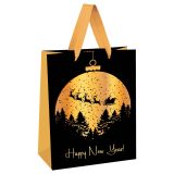 Пакет подарочный 18*23*10см MESHU "Santa's reindeer",  матовая ламинация, голографический картон