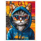 Картина по номерам на картоне ТРИ СОВЫ "Кот в худи", 30*40, с акриловыми красками и кистями