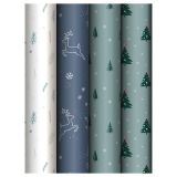 Упаковочная бумага глянц. 70*100см, MESHU "Christmas tree", 80г/м2, ассорти 4 дизайна