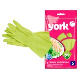 Перчатки резиновые York с экстрактом Алоэ, с хлопковым напылением, разм. S