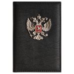 Обложка для паспорта OfficeSpace экокожа, текстура Кварц, подклад текстиль, черный, металлический шильд Герб