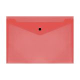 Папка-конверт на кнопке СТАММ А4, 150мкм, пластик, прозрачная, красная