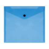 Папка-конверт на кнопке СТАММ А5+, 150мкм, пластик, прозрачная, синяя