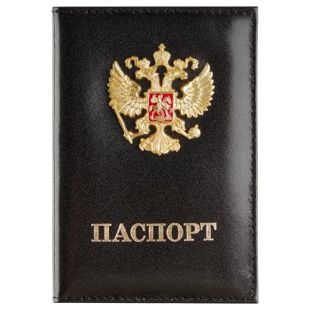 Обложка для паспорта OfficeSpace натуральная кожа Шик, текстура гладкая, тиснение 