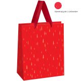 Пакет подарочный 18*23*10см MESHU "Christmas pattern", фольга, ламинация с блестками