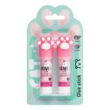 Набор клей-карандаш MESHU с топпером "Paw", 8г, 2шт в блистере, ПВП, розовый