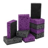 Губки для посуды OfficeClean "Премиум", крупнопористый поролон с абразивным слоем, фиолетовые/черные, 9*6*3,8см, 10шт