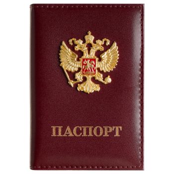 Обложка для паспорта OfficeSpace натуральная кожа Шик, текстура гладкая, тиснение 