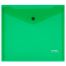 Папка-конверт на кнопке СТАММ А5+, 180мкм, пластик, прозрачная, зеленая