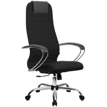 Кресло руководителя Метта SU-BK-10 CH, ткань-сетка черная №20, топ-ган (101/003, 131/003)