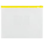 Папка-конверт на zip-молнии СТАММ А4, полипропилен, 150мкм, прозрачная, карман, молния желтая