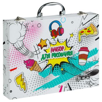 УЦЕНКА - Набор для рисования ArtSpace 58 предм. подарочный бокс. 10цв скетч-маркер., 10цв каранд., 12цв флом., 12цв пастелей, 12цв воск.мел., бл., точ