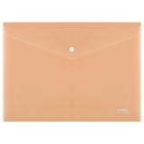 Папка-конверт на кнопке СТАММ "Акцент" А4, 180мкм, пластик, непрозрачная, персиковая