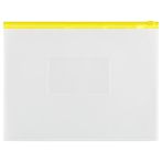 Папка-конверт на zip-молнии СТАММ А5, полипропилен, 150мкм, прозрачная, карман, молния желтая