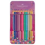 Карандаши цветные Faber-Castel "Sparkle", 12 цв., трехгран., метал. короб