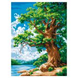 Картина по номерам на картоне ТРИ СОВЫ "Дуб у озера", 30*40, с акриловыми красками и кистями