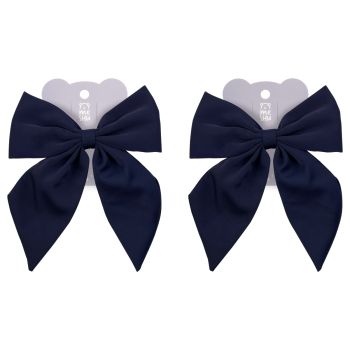 Заколка для волос MESHU, бант, темно-синий, 14*14см, европодвес