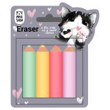 Набор ластиков MESHU "Little Pencils" 4шт., 65*15*15мм, термопластичная резина, блистер, европодвес