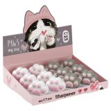 Точилка пластиковая MESHU "Little Paw", 1 отверстие, дисплей бокс, ассорти