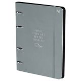 Тетрадь на кольцах А5, 120л., кожзам,  BG "Моно. Серый", иск. кожа, тиснение фольгой, на резинке