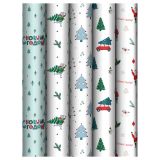 Упаковочная бумага глянц. 70*100см, MESHU "New Year", 80г/м2, ассорти 5 дизайнов