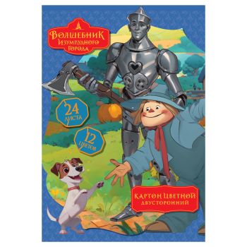 Картон цветной двустор., A4, Мульти-Пульти, 24л., 12цв., немелованный, в папке, 