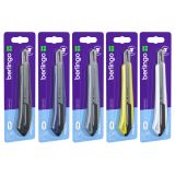 Нож канцелярский 9мм Berlingo "Razzor 200", auto-lock, металл. направл., ассорти, европодвес