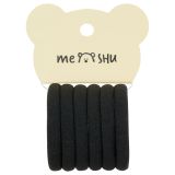 Резинки для волос MESHU "Essence", черные, 6шт., диаметр 4см, европодвес