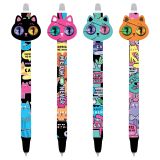 Ручка шариковая автоматическая MESHU "Hypno Cats" синяя, 0,7мм, корпус ассорти