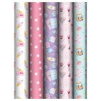 Упаковочная бумага глянц. 70*100см, MESHU "Стильная", 80 г/м2, ассорти, 5 дизайнов