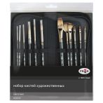 УЦЕНКА - Набор художественных кистей синтетика Гамма "Модерн", 12шт., тканевый пенал, блистер, европодвес