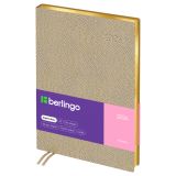 Ежедневник датированный 2026г., А5, 184л., кожзам, Berlingo "Metallic", зол. срез, золотой металлик