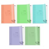 Набор тетрадей 12л., клетка BG "Однотонный. Микс", пластиковая обложка, 10шт.