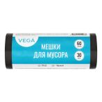 Мешки для мусора  60л Vega ПНД, 60*70см, 8мкм, 30шт., черные, в рулоне