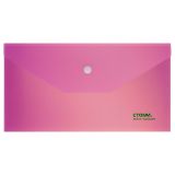 Папка-конверт на кнопке СТАММ "Сияние" С6, 180мкм, пластик, непрозрачная, розовый