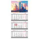 Календарь квартальный 3 бл. на 3 гр., 295*660 мм BG "Небоскрёбы", с магнитным бегунком, 2026г.