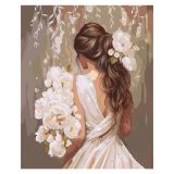 Картина по номерам на холсте с глиттером ТРИ СОВЫ "Невеста", 40*50, с акриловыми красками и кистями