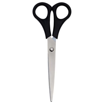 Ножницы OfficeSpace 16,2см, черные ручки, ПВХ чехол с европодвесом