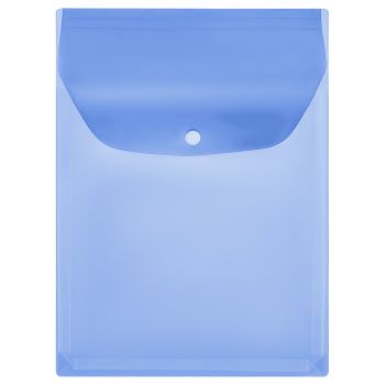 Папка-конверт на кнопке СТАММ А4, ПВХ, 180мкм, вертикальная, расширяющаяся до 250л., цветная, синяя